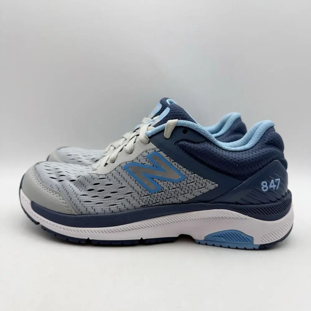 New Balance Womens 847v4 Walking Shoes US 6.5 AA NARROW Grey Blue Athletic NWOB